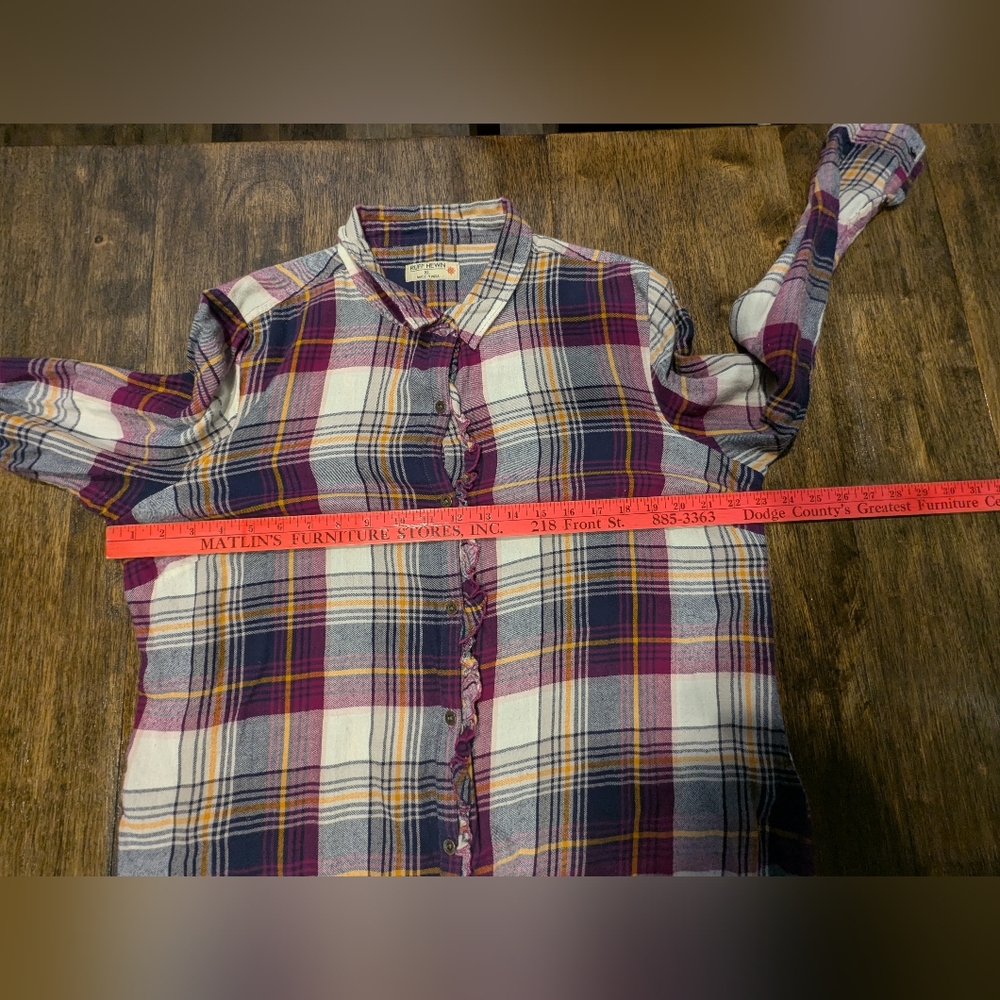Ruff Hewn Multicolor Plaid Shirt With Ruffles - Picture 9 of 9